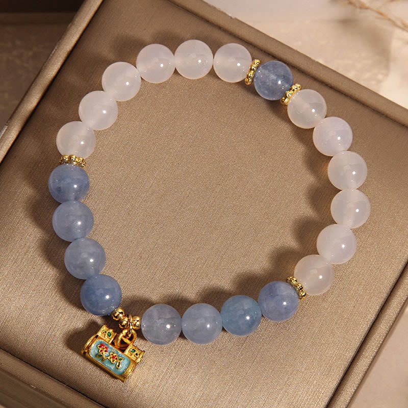 Nimara Ritual Natural White Agate Aquamarine Protection Bracelet