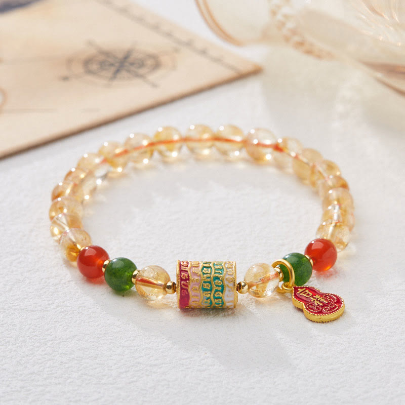 Nimara Ritual Natural Citrine Red Agate Green Chalcedony Protection Bracelet