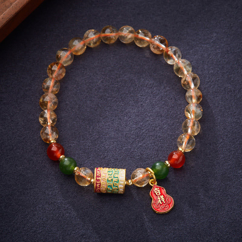 Nimara Ritual Natural Citrine Red Agate Green Chalcedony Protection Bracelet