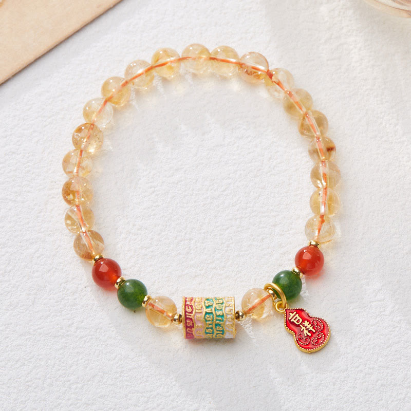 Nimara Ritual Natural Citrine Red Agate Green Chalcedony Protection Bracelet