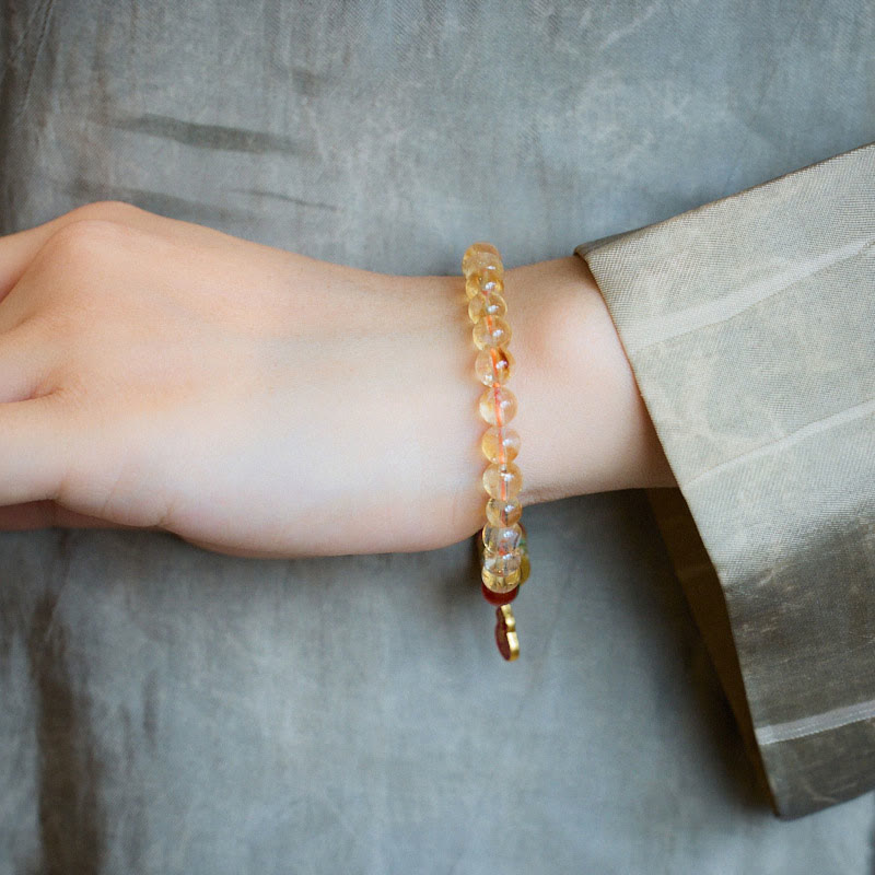 Nimara Ritual Natural Citrine Red Agate Green Chalcedony Protection Bracelet