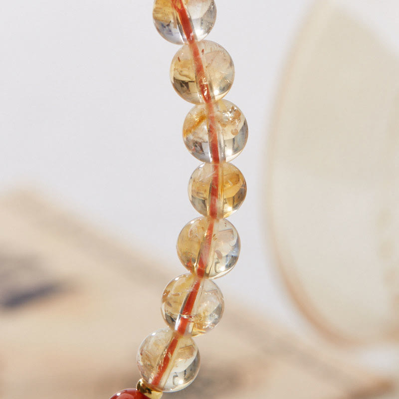 Nimara Ritual Natural Citrine Red Agate Green Chalcedony Protection Bracelet