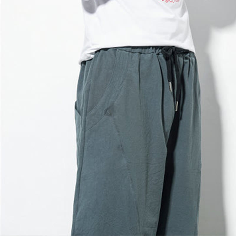Nimara Ritual Casual Men's Solid Color Cotton Drawstring Pants With Pockets
