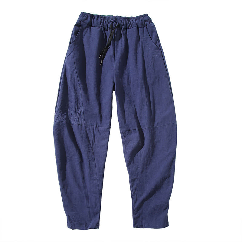Nimara Ritual Casual Men's Solid Color Cotton Drawstring Pants With Pockets