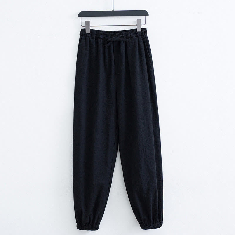 Nimara Ritual Solid Color Cotton Casual Men's Harem Pants With Pockets
