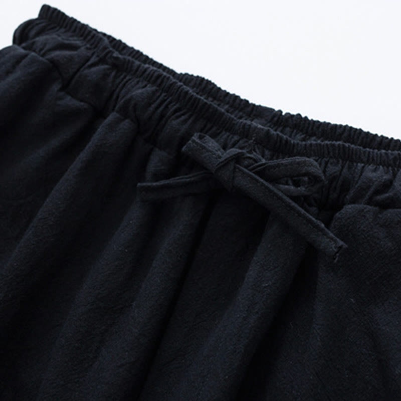 Nimara Ritual Solid Color Cotton Casual Men's Harem Pants With Pockets