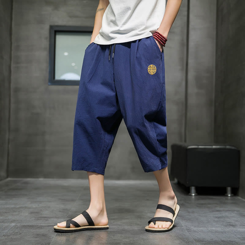 Nimara Ritual Summer Men's Drawstring Cropped Pants With Pockets