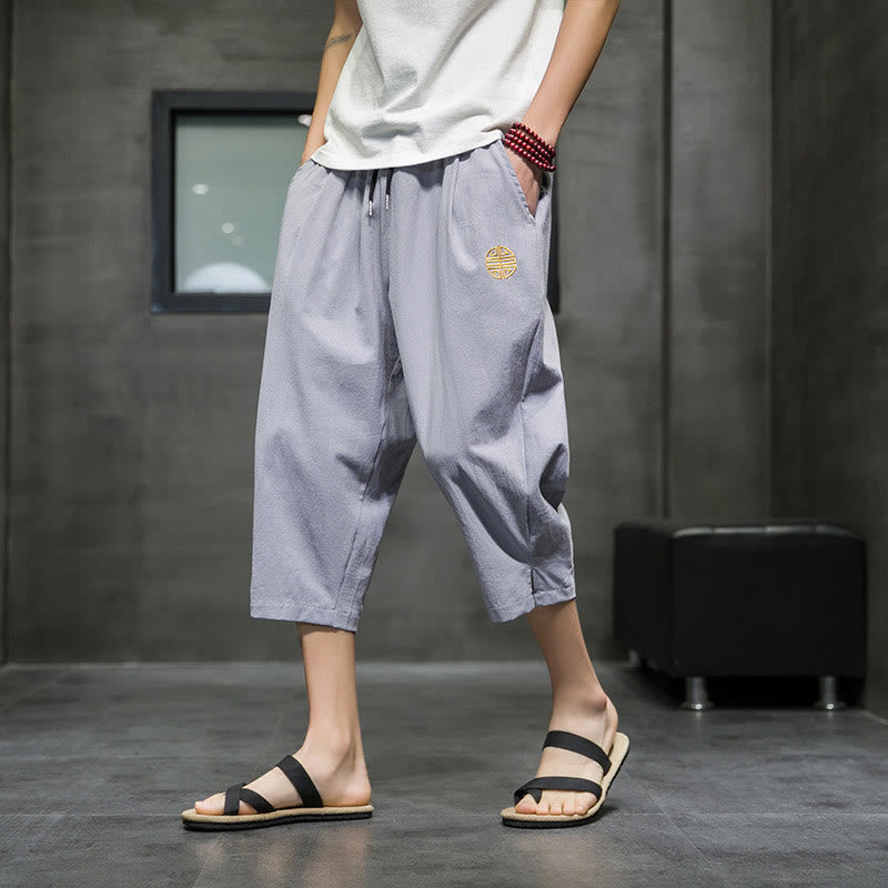 Nimara Ritual Summer Men's Drawstring Cropped Pants With Pockets