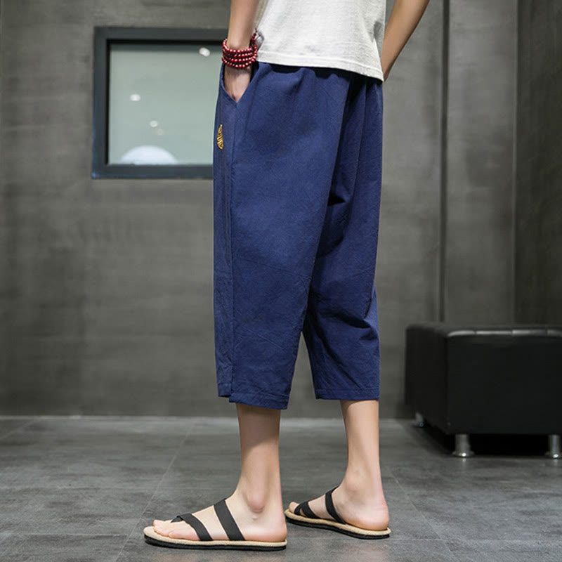 Nimara Ritual Summer Men's Drawstring Cropped Pants With Pockets