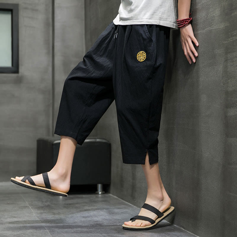 Nimara Ritual Summer Men's Drawstring Cropped Pants With Pockets