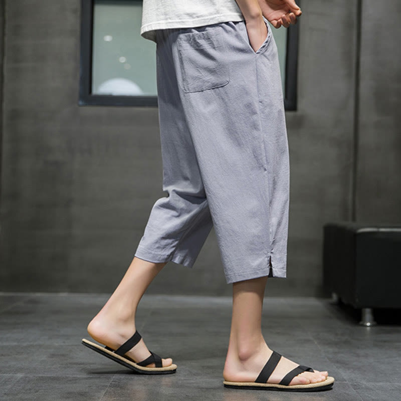 Nimara Ritual Summer Men's Drawstring Cropped Pants With Pockets