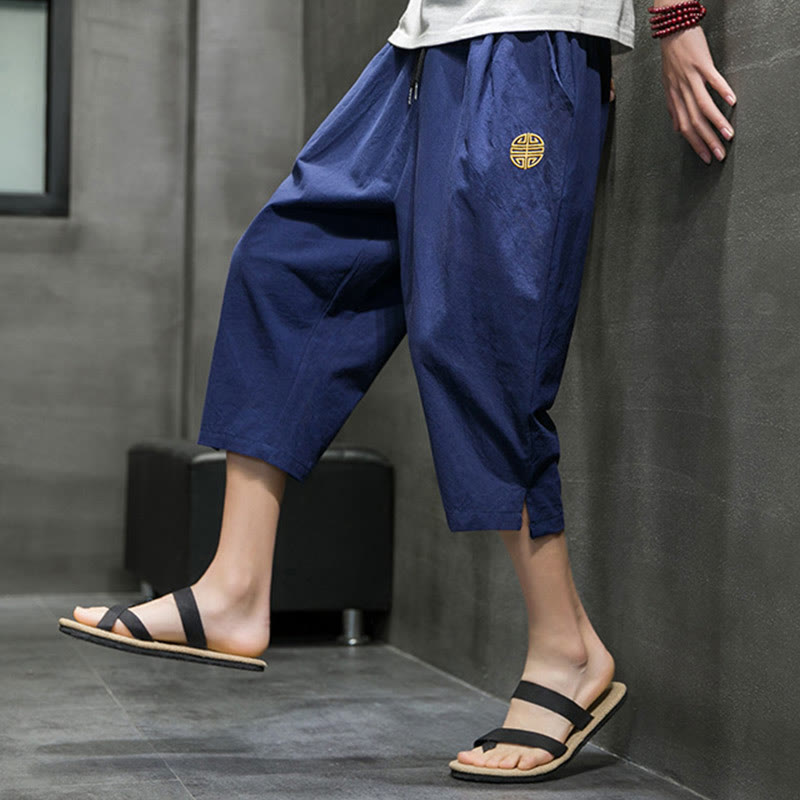 Nimara Ritual Summer Men's Drawstring Cropped Pants With Pockets