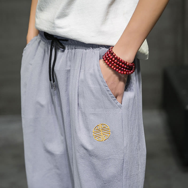 Nimara Ritual Summer Men's Drawstring Cropped Pants With Pockets