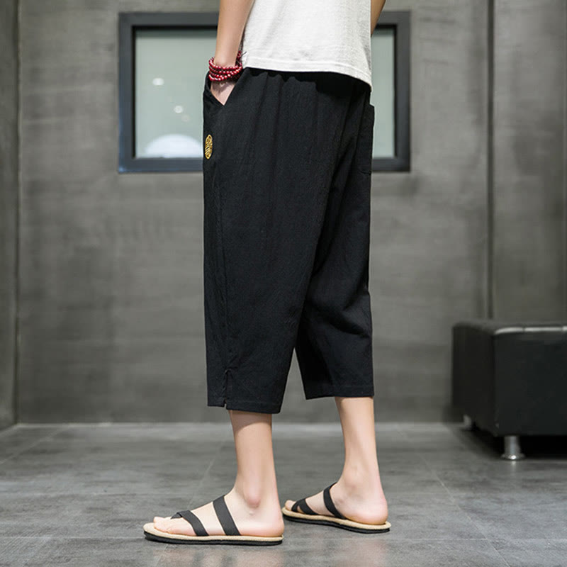 Nimara Ritual Summer Men's Drawstring Cropped Pants With Pockets
