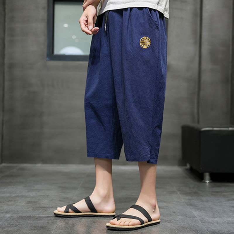 Nimara Ritual Summer Men's Drawstring Cropped Pants With Pockets