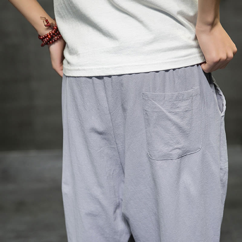 Nimara Ritual Summer Men's Drawstring Cropped Pants With Pockets