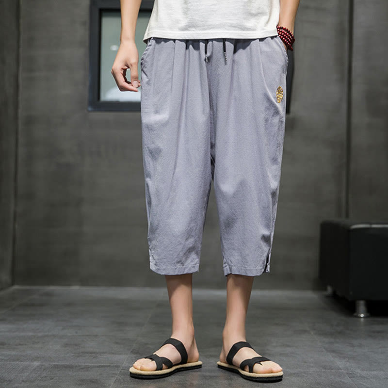 Nimara Ritual Summer Men's Drawstring Cropped Pants With Pockets