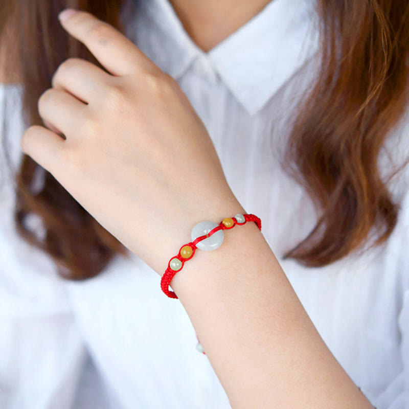 Nimara Ritual Jade Peace Buckle Luck Red String Bracelet