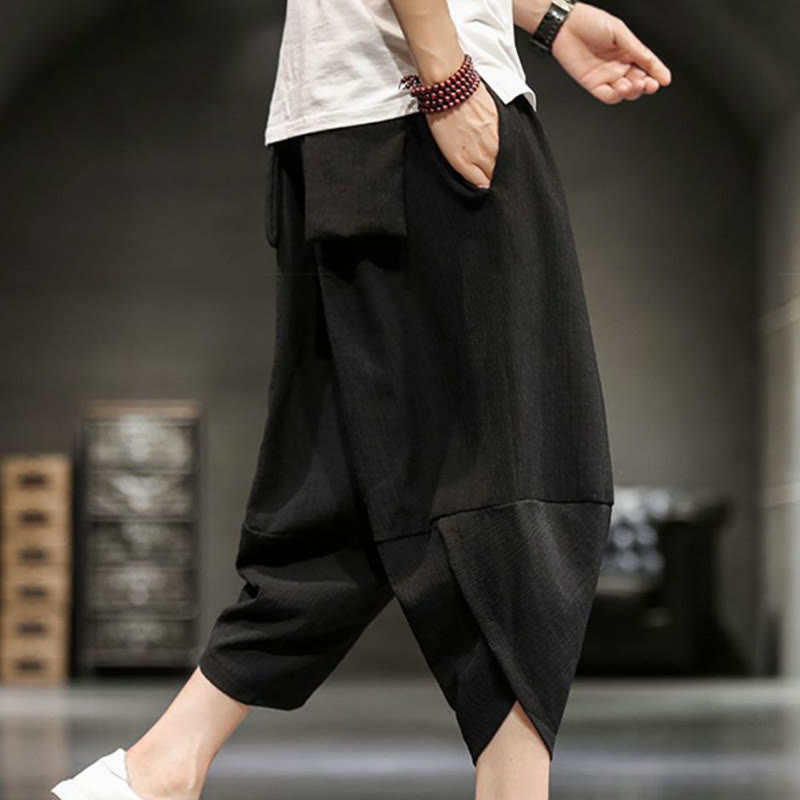 Nimara Ritual Summer Solid Men's Cropped Pants With Pockets