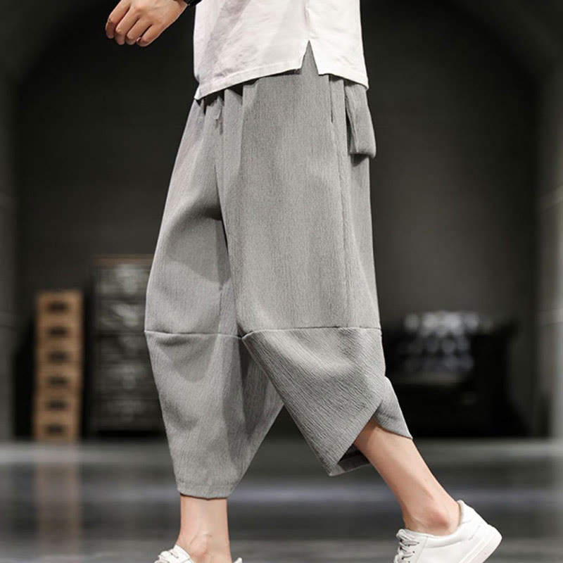 Nimara Ritual Summer Solid Men's Cropped Pants With Pockets