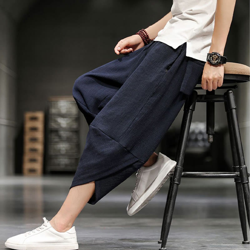 Nimara Ritual Summer Solid Men's Cropped Pants With Pockets