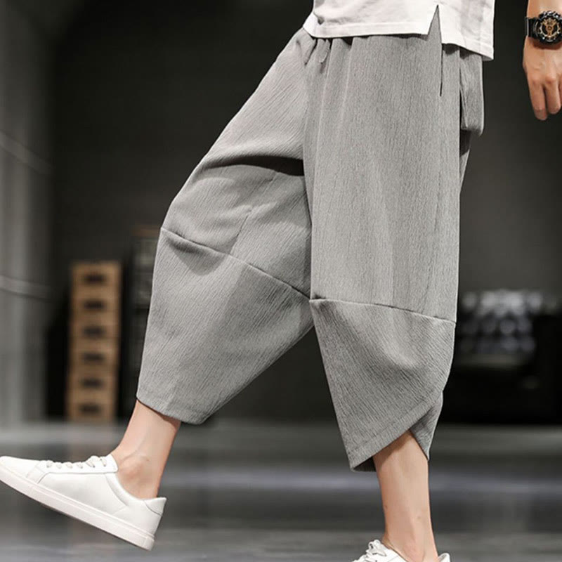 Nimara Ritual Summer Solid Men's Cropped Pants With Pockets