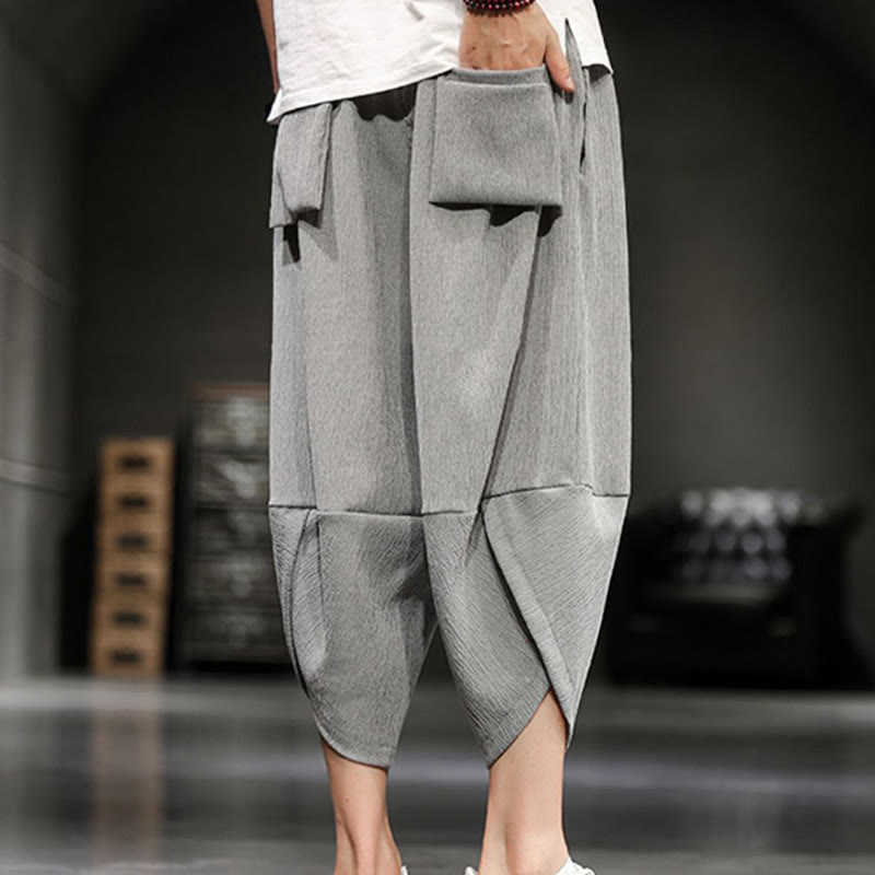 Nimara Ritual Summer Solid Men's Cropped Pants With Pockets