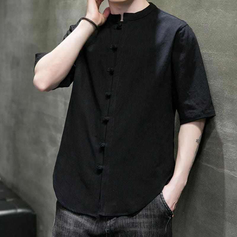 Nimara Ritual Plain Color Men's Half Sleeve Cotton Shirt