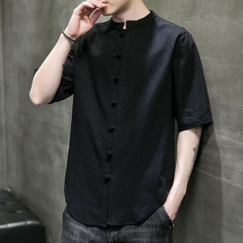 Nimara Ritual Plain Color Men's Half Sleeve Cotton Shirt