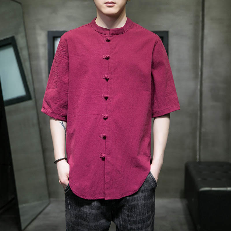 Nimara Ritual Plain Color Men's Half Sleeve Cotton Shirt