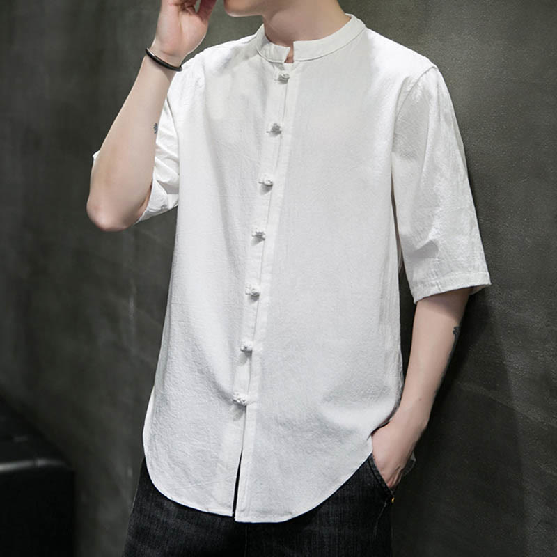 Nimara Ritual Plain Color Men's Half Sleeve Cotton Shirt
