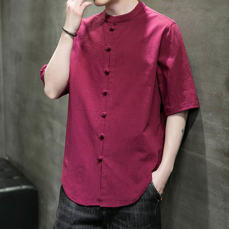 Nimara Ritual Plain Color Men's Half Sleeve Cotton Shirt