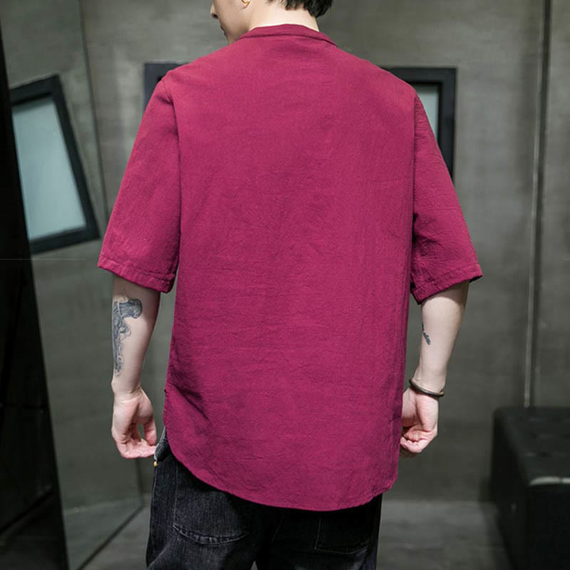 Nimara Ritual Plain Color Men's Half Sleeve Cotton Shirt