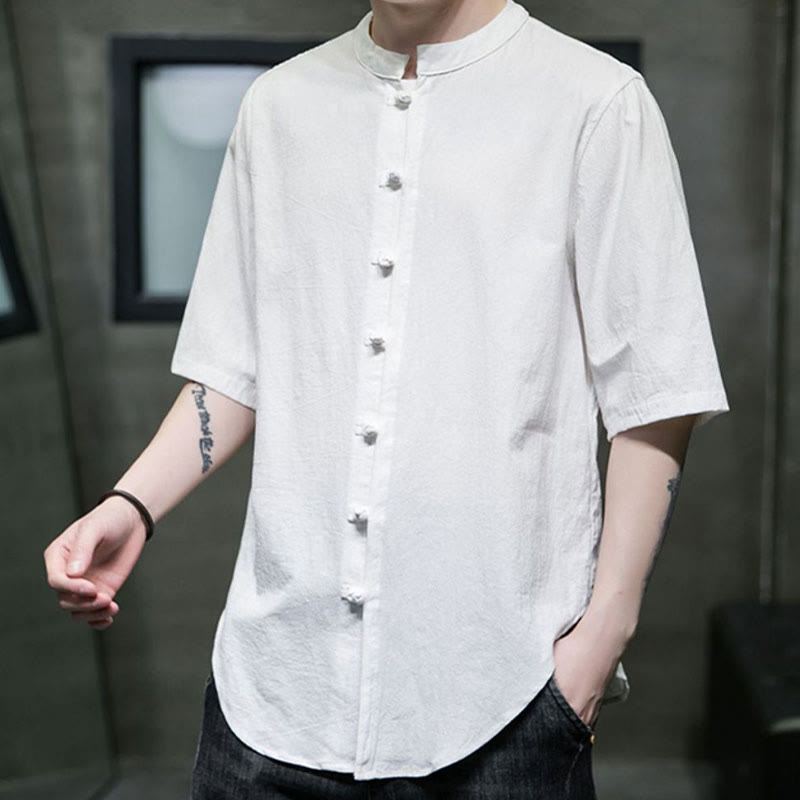 Nimara Ritual Plain Color Men's Half Sleeve Cotton Shirt