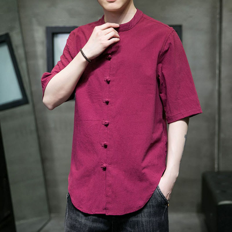 Nimara Ritual Plain Color Men's Half Sleeve Cotton Shirt