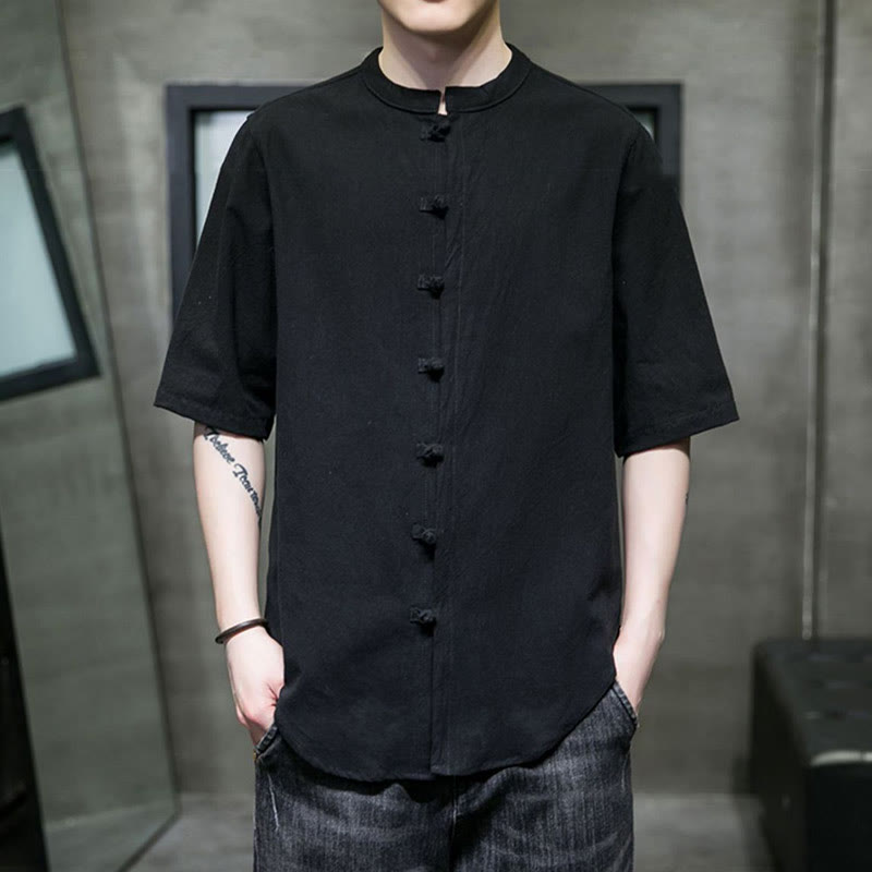 Nimara Ritual Plain Color Men's Half Sleeve Cotton Shirt
