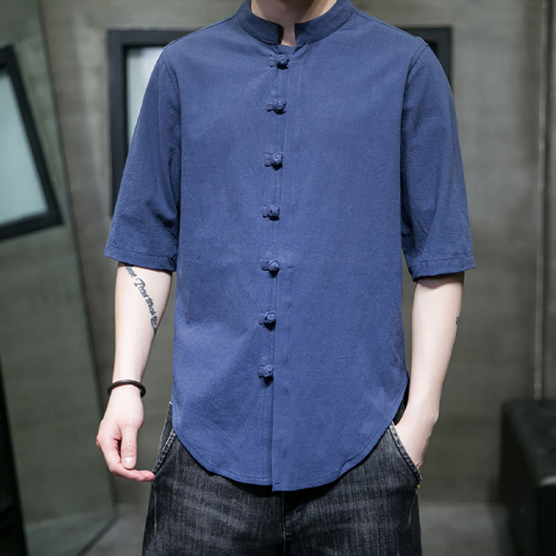 Nimara Ritual Plain Color Men's Half Sleeve Cotton Shirt