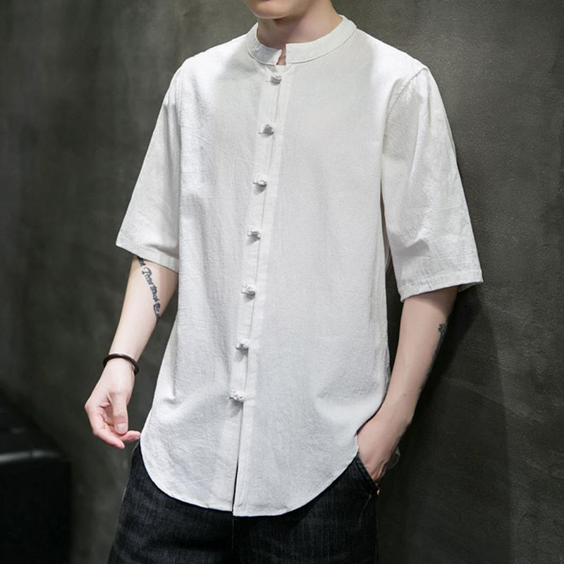 Nimara Ritual Plain Color Men's Half Sleeve Cotton Shirt
