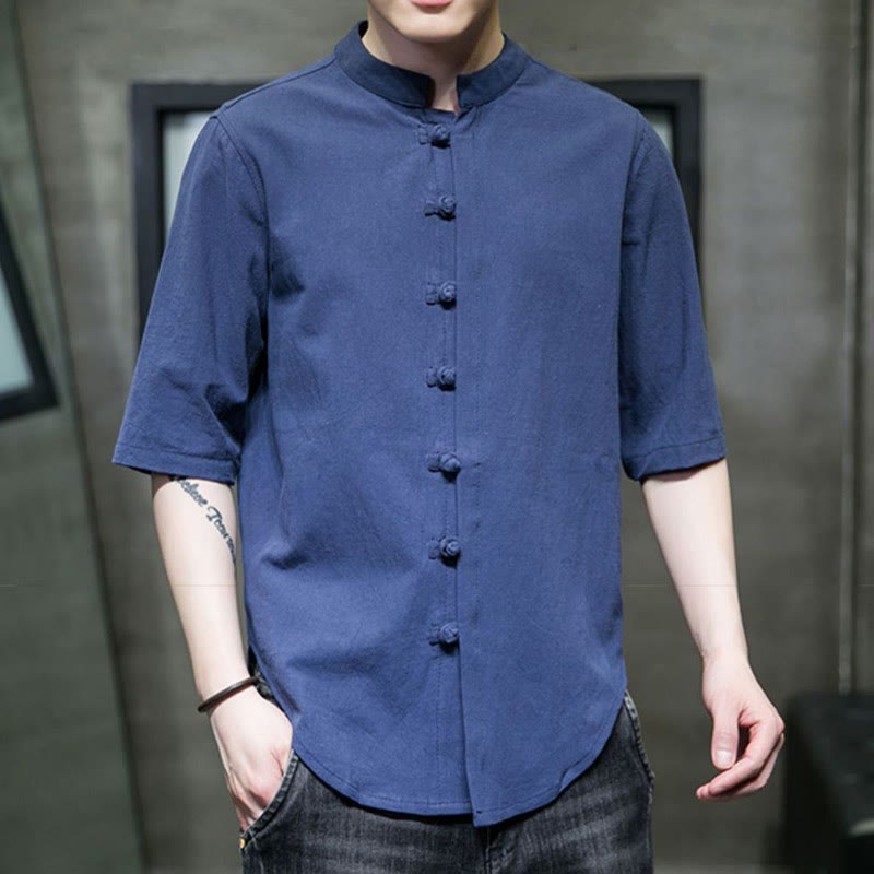 Nimara Ritual Plain Color Men's Half Sleeve Cotton Shirt