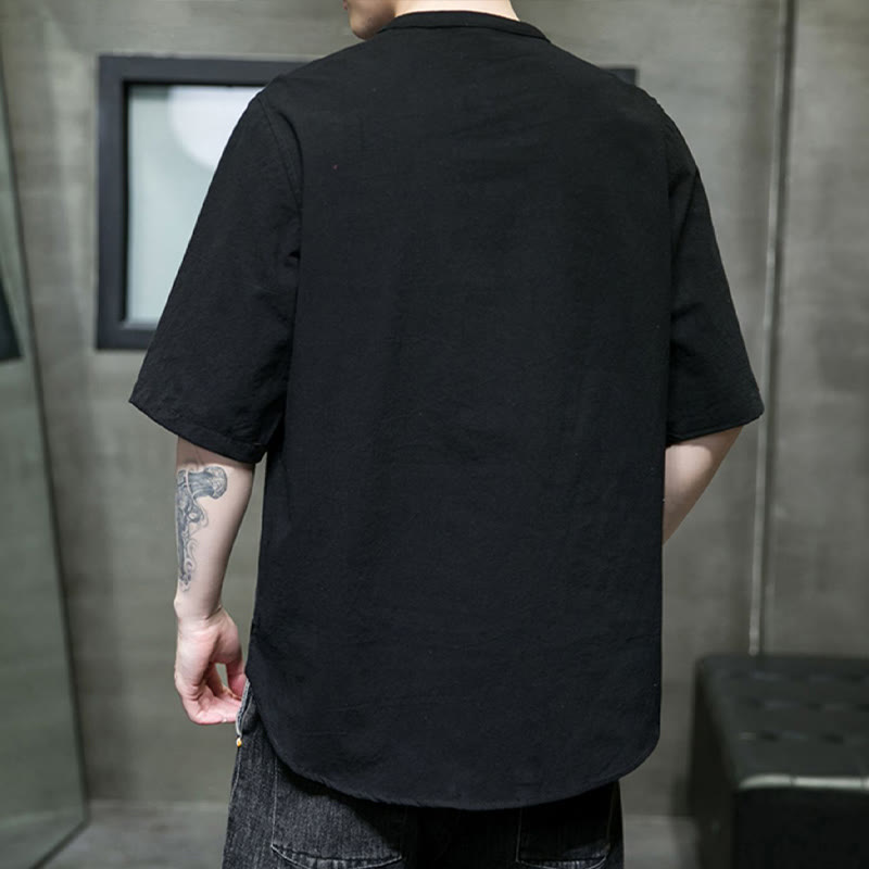 Nimara Ritual Plain Color Men's Half Sleeve Cotton Shirt