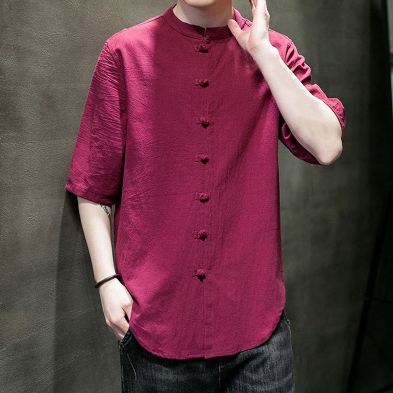 Nimara Ritual Plain Color Men's Half Sleeve Cotton Shirt