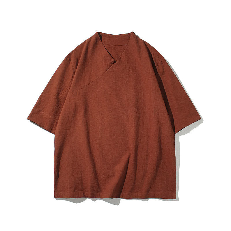 Nimara Ritual V-Neck Plain Men's Half Sleeve Cotton Shirt