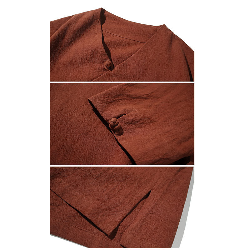 Nimara Ritual V-Neck Plain Men's Half Sleeve Cotton Shirt