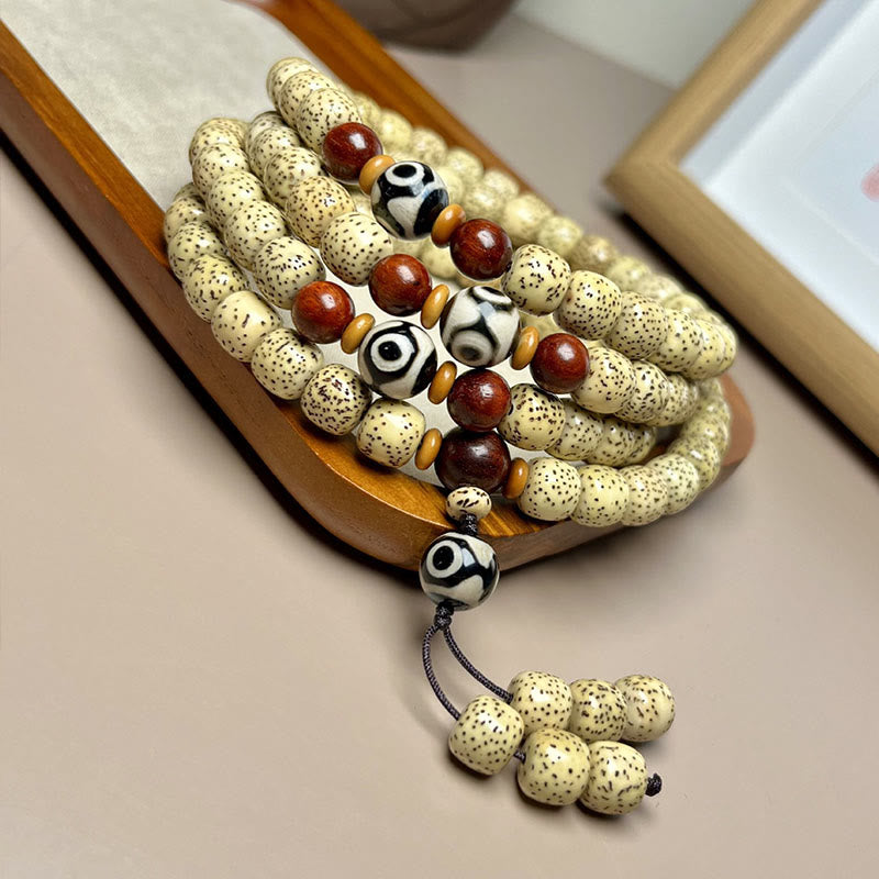 Nimara Ritual 108 Mala Beads Bodhi Seed Dzi Bead Keep Away Evil Spirits Bracelet