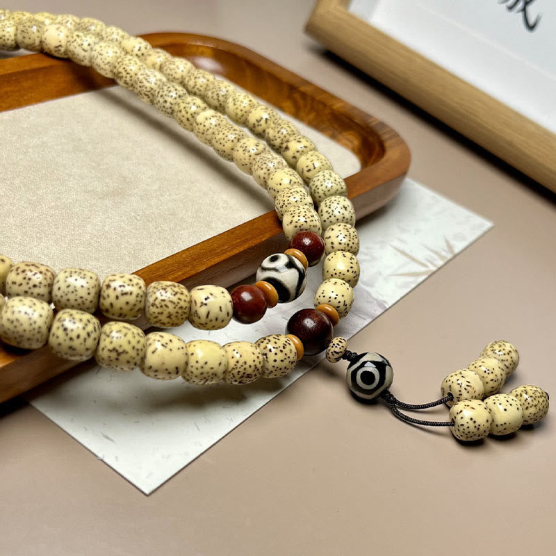 Nimara Ritual 108 Mala Beads Bodhi Seed Dzi Bead Keep Away Evil Spirits Bracelet