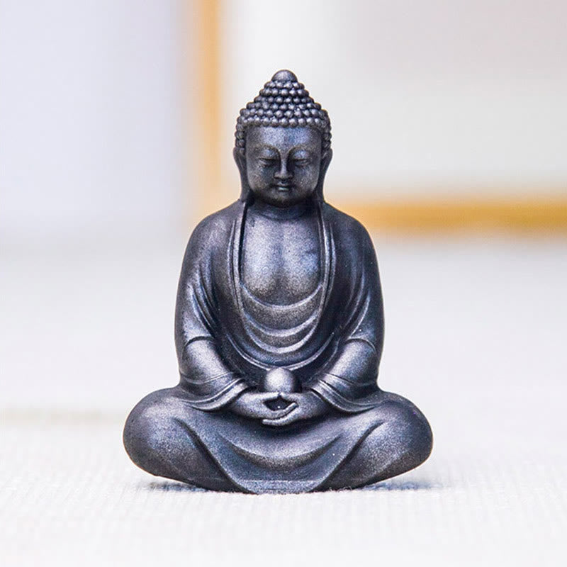 Nimara Ritual Tibetan Meditating Buddha Iron Powder Rust Cast Resin Statue Serenity Decoration