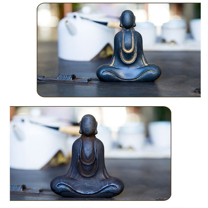 Nimara Ritual Tibetan Buddha Iron Powder Rust Cast Resin Statue Desk Decoration