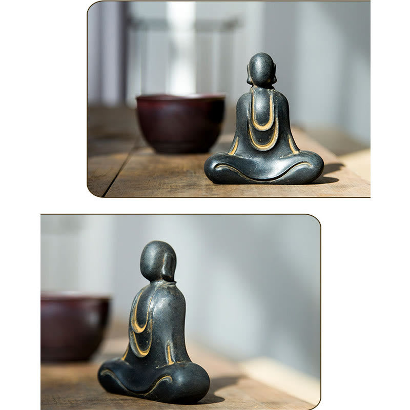Nimara Ritual Tibetan Buddha Iron Powder Rust Cast Resin Statue Desk Decoration