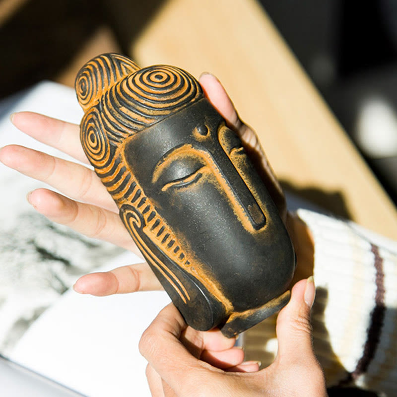 Nimara Ritual Closed Eyes Meditating Buddha Iron Powder Rust Cast Resin Statue Home Decoration
