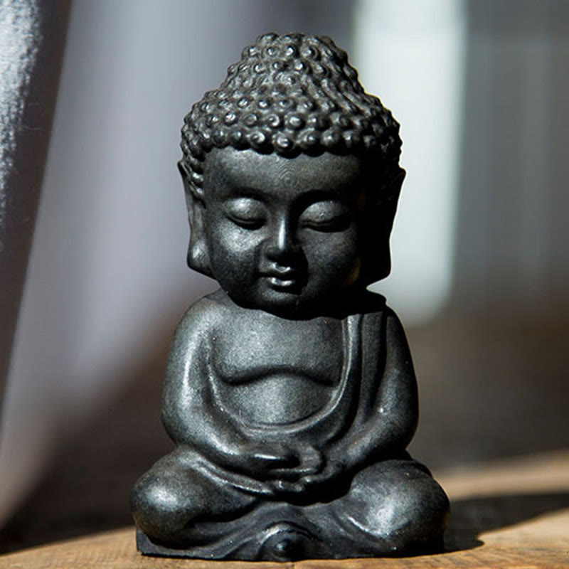 Nimara Ritual Handmade Small Sakyamuni Buddha Iron Powder Rust Cast Resin Statue Decoration